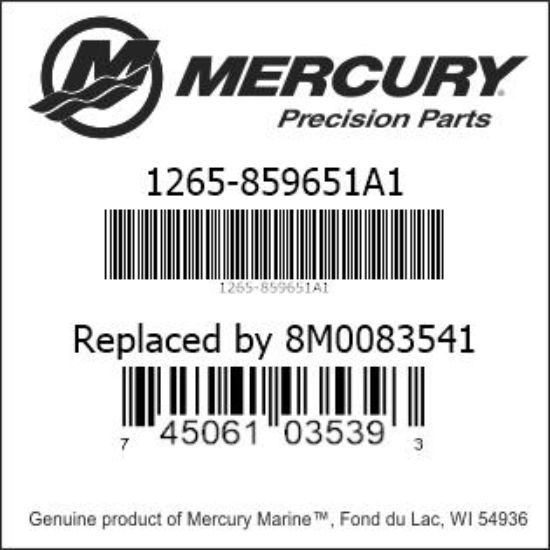 Bar codes for Mercury Marine part number 1265-859651A1