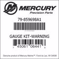 Bar codes for Mercury Marine part number 79-859698A1