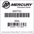 Bar codes for Mercury Marine part number 8597721