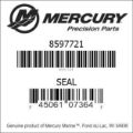 Bar codes for Mercury Marine part number 8597721