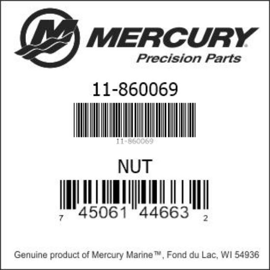 Bar codes for Mercury Marine part number 11-860069