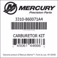 Bar codes for Mercury Marine part number 3310-860071A4