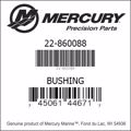 Bar codes for Mercury Marine part number 22-860088