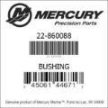 Bar codes for Mercury Marine part number 22-860088