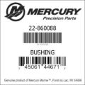 Bar codes for Mercury Marine part number 22-860088