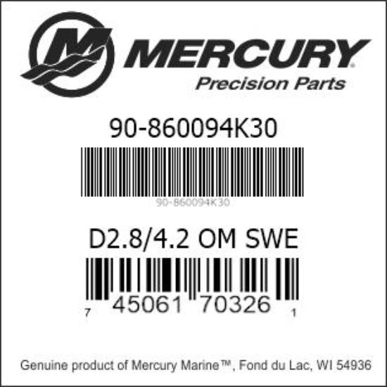 Bar codes for Mercury Marine part number 90-860094K30
