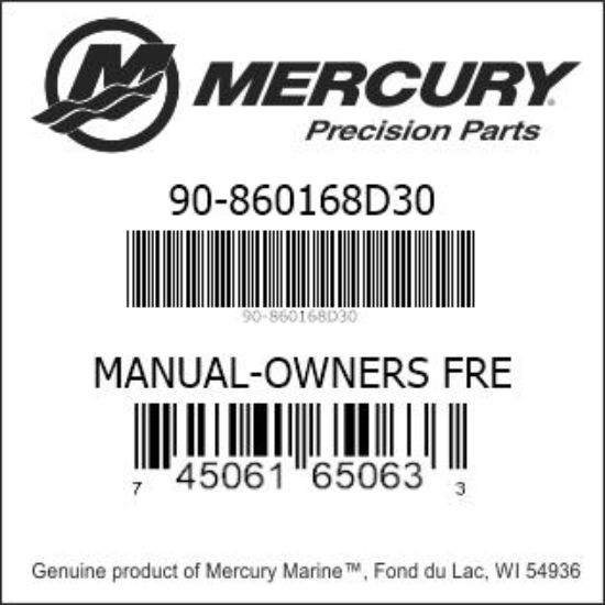 Bar codes for Mercury Marine part number 90-860168D30