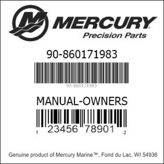 Bar codes for Mercury Marine part number 90-860171983
