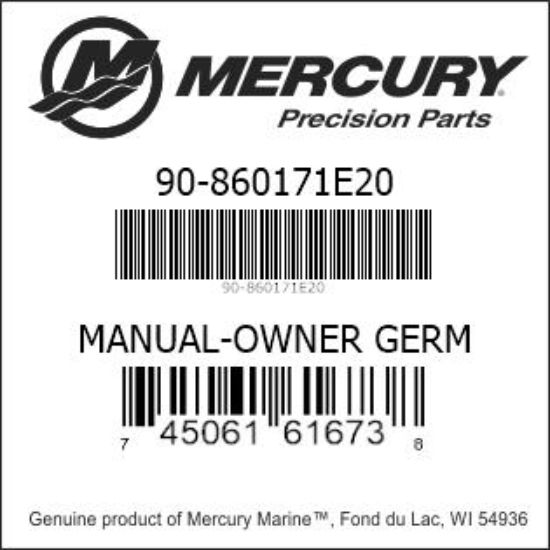 Bar codes for Mercury Marine part number 90-860171E20
