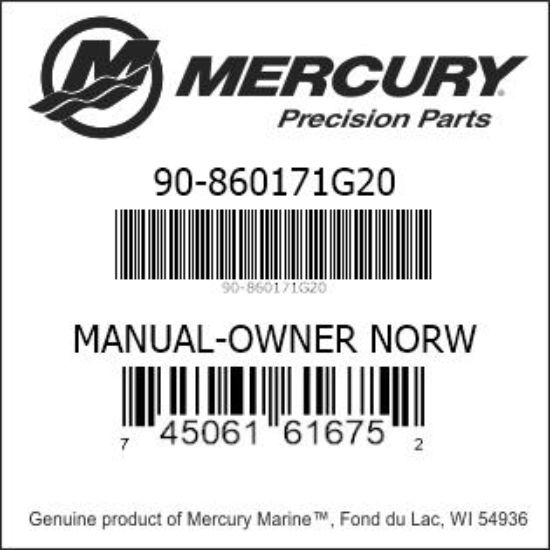 Bar codes for Mercury Marine part number 90-860171G20