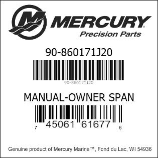 Bar codes for Mercury Marine part number 90-860171J20