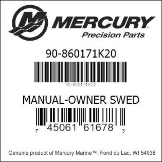 Bar codes for Mercury Marine part number 90-860171K20