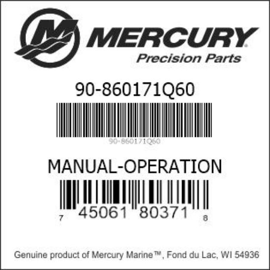 Bar codes for Mercury Marine part number 90-860171Q60