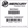 Bar codes for Mercury Marine part number 860256A3