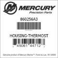 Bar codes for Mercury Marine part number 860256A3