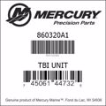 Bar codes for Mercury Marine part number 860320A1