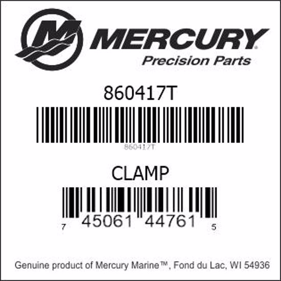Bar codes for Mercury Marine part number 860417T