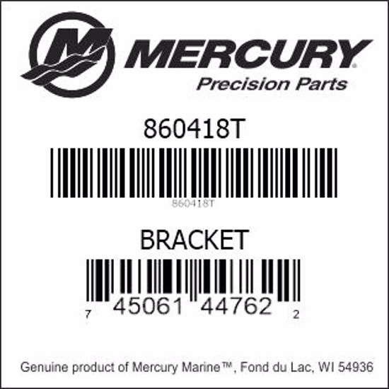 Bar codes for Mercury Marine part number 860418T