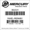 Bar codes for Mercury Marine part number 861014