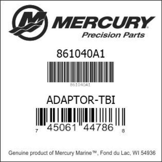 Bar codes for Mercury Marine part number 861040A1