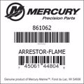 Bar codes for Mercury Marine part number 861062