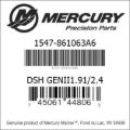 Bar codes for Mercury Marine part number 1547-861063A6
