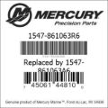 Bar codes for Mercury Marine part number 1547-861063R6