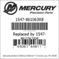 Bar codes for Mercury Marine part number 1547-861063R8