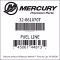 Bar codes for Mercury Marine part number 32-861070T