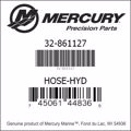 Bar codes for Mercury Marine part number 32-861127