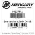 Bar codes for Mercury Marine part number 861156A1