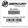 Bar codes for Mercury Marine part number 861156A1