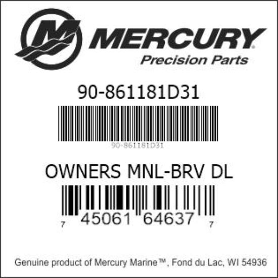 Bar codes for Mercury Marine part number 90-861181D31