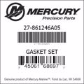 Bar codes for Mercury Marine part number 27-861246A05
