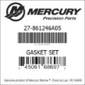 Bar codes for Mercury Marine part number 27-861246A05