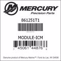 Bar codes for Mercury Marine part number 861251T1