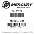 Bar codes for Mercury Marine part number 861252T1