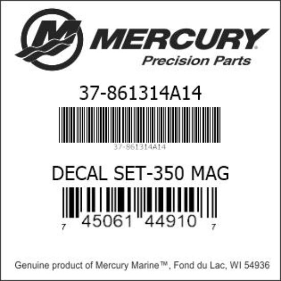 Bar codes for Mercury Marine part number 37-861314A14