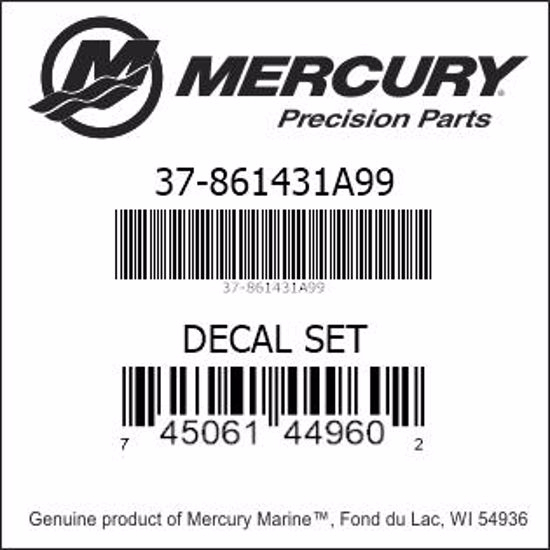 Bar codes for Mercury Marine part number 37-861431A99