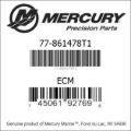Bar codes for Mercury Marine part number 77-861478T1