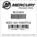 Bar codes for Mercury Marine part number 861536A1