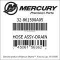 Bar codes for Mercury Marine part number 32-861590A05