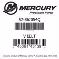 Bar codes for Mercury Marine part number 57-862054Q