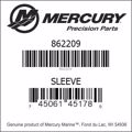 Bar codes for Mercury Marine part number 862209