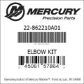 Bar codes for Mercury Marine part number 22-862210A01