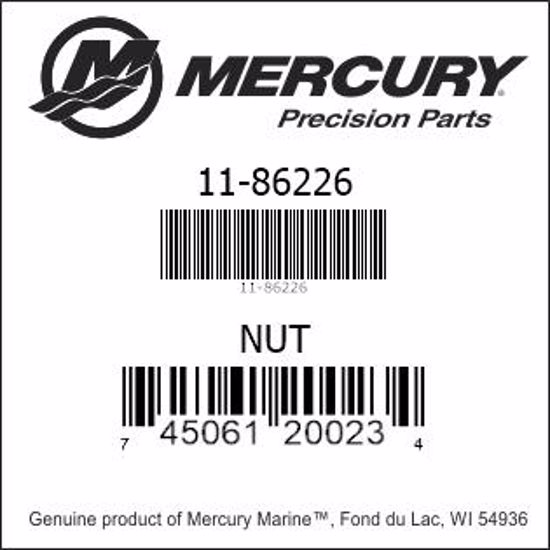 Bar codes for Mercury Marine part number 11-86226