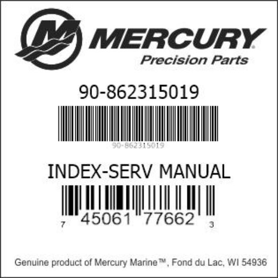 Bar codes for Mercury Marine part number 90-862315019