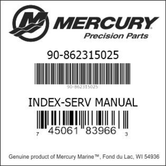 Bar codes for Mercury Marine part number 90-862315025
