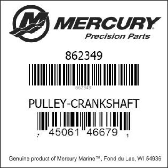Bar codes for Mercury Marine part number 862349
