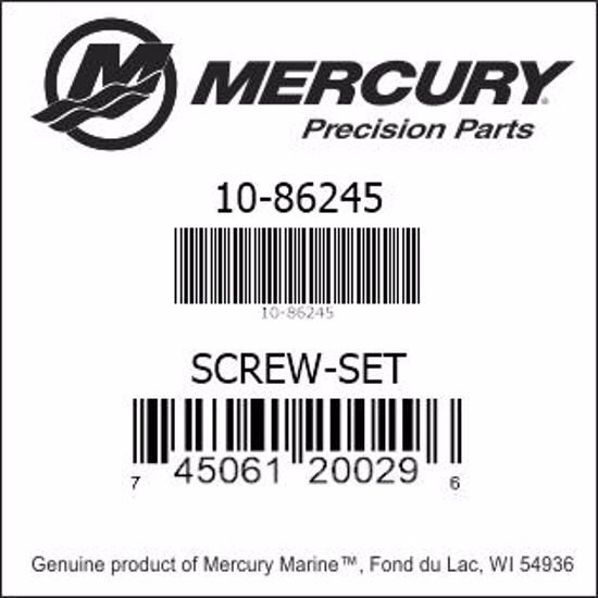 Bar codes for Mercury Marine part number 10-86245